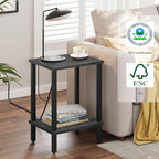 TUTOTAK End Table, Side Table, Nightstand, 2-Tier Storage Shelf, Sofa Table for Small Space, Living Room, Bed Room, Charcoal Grey TB01BY034