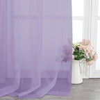 Chyhomenyc Lilac Sheer Curtains 96 inches Long 2 Panels, Light Filtering Soft Airy Solid Elegant Voile Window Treatment Drapes for Bedroom Living Room Wedding Party Decor, 42 Wx96 L, 8FT L