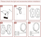 FASCINATE Rechargeable Wall Mounted Lighted Vanity Mirror 8 Inch 1X/10X Magnifying Makeup Mirror with 3 Color Lights, Double Sided Dimmable, 360 Degree Screen Touch,Bathroom Shaving Mirror (GunBlack)