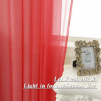 HUTO Christmas Red Sheer Curtains 96 inches Long for Baby Wedding Party Backdrop Rod Pocket Window Sheer Panels Drapes for Bedroom Nursery Living Room 2 Panels Voile Sheer 52 Width by 96 Inch Length