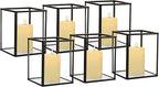 Phosphor Set of 6 PCS Small Glass Hurricane Camdle Holder, Black Candle Holder for Wedding, Party, Holiday.