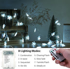BrizLabs White Snowflake Christmas String Lights, 16.08ft 40 LED Christmas Lights with Remote, Snowflake String Light Battery Operated, 8 Modes Xmas Tree Light Waterproof for Outdoor Indoor Decoration