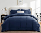 CozyLux Full Size Comforter Sets Navy Blue, 7 Pieces Bed in a Bag, Navy Comforter Full Size, All Season Bedding Sets with Stitch Quilted Comforter, Flat Sheet, Fitted Sheet, Pillowcases