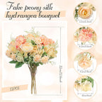 Tigeen Artificial Flowers Artificial Peonies Silk Flowers Faux Peony Fake Peony Silk Hydrangea Bouquet for Wedding Table Centerpiece Floral Vase Decor(Orange,12 Bundles)