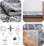 Keen Home Design Area Rugs - Non-Shedding, Thick Pile Abstract Rugs for Kitchen, Living Room, Bedroom, Dining Room, Entryway (Medallion Grey/Blue/Cream, 5'11'' x 9'2'')