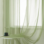 DUALIFE 54 Inch Length Sage Green Sheer Curtains for Kitchen Window 2 Panels Set Home Decoration Spring Window Treatments for Living Room Bathroom Dining Room St Patric Day Decor 52X54 Inhces Long
