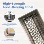 4x12 Inches 4 Pack Heavy Duty Walkable Floor Register - Easy Adjust Air Supply Lever Decorative Floor Vent Covers, Boston Design Vent Covers for Home - Antique Brass