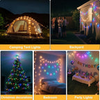 Moobibear Camping String Lights, Quick Storage, 66FT/200LED RGB Rechargeable Tent Lights String with USB 8 Lighting Modes, Hanging Waterproof Portable LED Lamp for for Camping Essentials, Yard, Party
