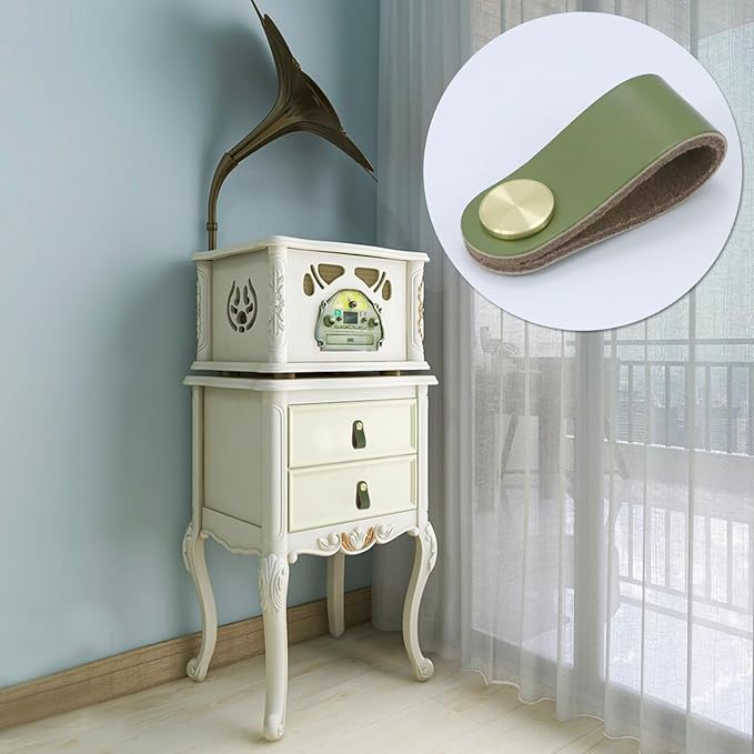 Leather Drawer Pulls and Knobs Soft Cabinet Handles Modern Cabinets Door Knob for Furniture Cupboards Wardrobe Dresser Decorative Handle with Screw 4 Pcs (Fruit Green)