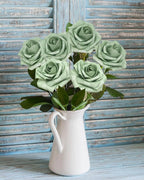 JOYLEX Artificial Flowers Realistic Roses, Real Looking Fake Roses with Stem for DIY Wedding Bouquets Centerpieces Bridal Shower Party Home Romantic Decorations (Elf Green, Regular 3" - 200pcs)