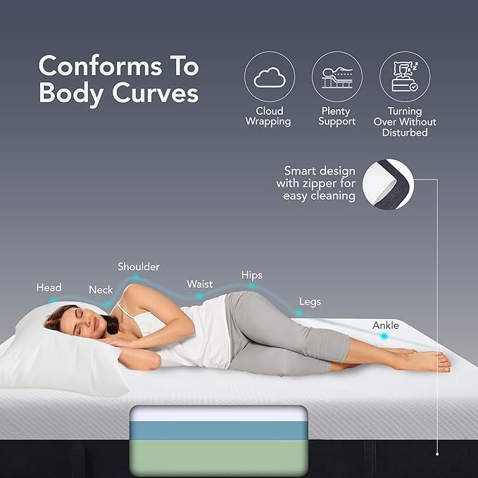 EPITEX Pure Comfort 12 Inch King Size Memory Foam Mattress – Air-Flow Memory Foam, Medium Plush for Pressure Relief and Motion Isolation, Breathable Pure Cotton Cover, CertiPUR-US Certified