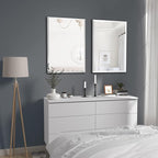 KOHROS Bathroom Mirror 20” x 28" Frameless Rectangle Bathroom Vanity Mirror w/Polished Edge Beveled Mirror for Hallway Entryway Dressing Room (Silver)