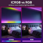 Led Lights for Bedroom, IC+RGB 65.6FT Strip Lights, 24Key Remote with App Control, Music Sync Color Changing for Room Decor Party