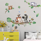 Cartoon Animal Wall Stickers Forest Safari Wall Decals Kid Room Nursery Baby Bedroom Décor (Cute Tiger Zebra)