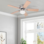 Prominence Home Alvina, 42 Inch Traditional Flush Mount Indoor LED Ceiling Fan with Light, Pull Chain, Dual Finish Blades, Reversible Motor - 80029-01 (Brushed Nickel)