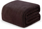 Exclusivo Mezcla Fleece Bed Blanket Queen Size, Super Soft and Warm Blankets for Couch, Sofa and Bed Waffle Textured, Cozy, Fuzzy and Lightweight (Coffee, 90x90 Inches)