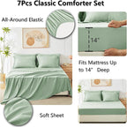 CozyLux Queen Comforter Set Sage Green - Bed in a Bag Queen Size 7 Pieces, Luxury Soft Bed Set for All Seasons, Bedding Set with Down Alternative Comforter, Sheets, Pillowcases & Shams