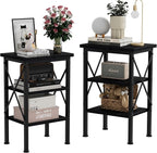 VECELO Modern Nightstands X-Design Side End Table Night Stand with Storage Shelf for Bedroom,Living Room,