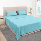 Mejoroom King Size Bed Sheet Set - Hotel Luxury 1800 Bedding Sheets & Pillowcases - 16" Deep Pocket Fitted Sheet, Soft, Breathable, Wrinkle & Fade Resistant - 4 Piece(King, Baby Blue)