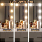 Irontar Vanity Desk with Stool, Makeup Table with Lighted Mirror, 3 Color Lighting Modes, Brightness Adjustable, Dressing Table with Drawers, Bedroom Vanity Table Set for Women, White