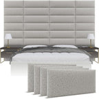 Vänt Upholstered Wall Panels - Queen/Full Size Wall Mounted Headboards - Faux Merino Wool Grey - Set of 4 Panels (Each Individual Panel 30"x11.5")