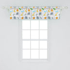 Ambesonne Savannah Window Valance Pack of 2, Friendly Zoo Animals with Happy Faces Cartoon Characters on Stripes Print, Rod Pocket Curtain Valances for Kitchen Bedroom, 42" X 12", Pale Azure Blue
