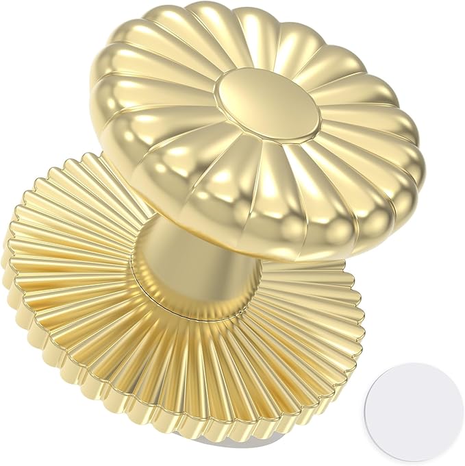 Self Adhesive Drawer Knobs, Self Stick Door Pull Handles, Zinc Alloy No Drilling Cabinet Knobs for Drawer, Closet, Window, Dresser, Sliding Barn/Glass Shower/Balcony Door (1, Gold)