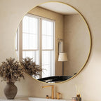 HARRITPURE 48 Inch Round Mirror, Gold Circle Bathroom Mirror, Modern Aluminum Alloy Frame Large Vanity Wall Mirror for Living Room, Bedroom, Entryway