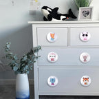 6pcs 1.5" 6Pack Cute Safari Animal Ceramics Kids Cabinet Furniture Nursery Cabinet Dresser Drawer Knobs and Door Pulls