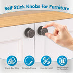 Self Adhesive Drawer Knobs, 4 Pack Self Stick Door Pull Handles, Zinc Alloy No Drilling Cabinet Knobs for Drawer, Closet, Window, Dresser, Sliding Barn/Glass Shower/Balcony Door (4, Grey)