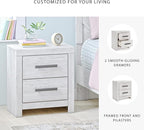 Signature Design by Ashley Cayboni Vintage 2 Drawer Nightstand with Safety Stop for Bedroom, 24.37" Tall, White
