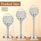 Qunclay 18 Pieces Crystal Candle Holders Bulk Candle Stick Holder Centerpieces for Table Wedding Centerpieces Crystal Decorative Tealight Dining Table Decor for Party(Silver)