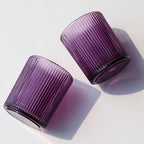 VOHO 12pcs Purple Votive Candle Holders for Christmas Holiday Decorations, Vintage Glass Votive Candle Holder for Coffee Table Centerpiece, Ribbed Tealight Candle Holder for Birthday Gifts