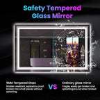 LED Mirror for Bathroom, 55"X30" with 8 RGB Backlit +3 Front Lit (Adjustable Individually), Anti-Fog, Large Lighted Bathroom Vanity Mirror for Wall,Shatterproof,Memory Function,Tempered Glass