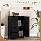 Giantex Bathroom Storage Cabinet with Drawers - 4 Drawer Storage Organizer w/Cupboard, Adjustable Shelf, Anti-Toppling Device, Entryway Storage Unit Console Table, Bathroom Floor Cabinet (Black)