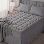 OLANLY Twin XL Quilted Fitted Mattress Pad – Soft Down Alternative Pillow Top Mattress Topper, Cooling Comfort Breathable Mattress Cover, Machine Washable Deep Pocket Mattress Protector, Dark Grey