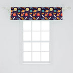 Ambesonne Space Window Valance, Universe Themed Illustration with Earth Moon Constellations Saturn Rockets Stars, Curtain Valance for Kitchen Bedroom Decor with Rod Pocket, 54" X 12", Dark Night Blue