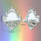 Three-Dimensional Relief Candle Sconces Set 2 Rustic Wall Mount Candle Holders Wood Hanging Wall Decor Mirrored Wall Art Hand Carved Home Decoration Silver