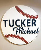 Baseball Decorative Sign, 8"x8", Farmhouse Style, Plywood Material, Custom Baseball Name Sign for Boys, Perfect for Baby Shower, Birthday, or Housewarming Gifts