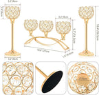 Crystal Tealight Candle Holder Centerpiece Home Decorative Candlestick Holder Elegant Table Centerpiece Home Decor Wedding Party Anniversary (Gold, Set of 3)