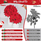 Christmas Decorations - 12 Pack Poinsettias Artificial Christmas Flowers, Fake Red Velvet Artificial Poinsettias Flowers for Christmas Tree Home Party Porch Yard Indoor Outdoor Decor