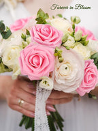 MACTING Artificial Flowers 30PCS Pink Fake Flowers with Stem Real Touch Soft Foam Roses Wedding Bouquet Table Centerpieces Party Bridal Shower Birthday Home Spring Summer Decor
