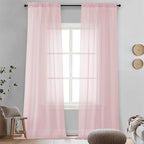 OVZME Blush Pink Sheer Curtains 96 Inches Long 2 Panels - Soft Light Filtering Window Sheer Panels for Living Room/Bedroom, Top Dual Rod Pocket, 1 Pair, Each 42Wx96L Inches