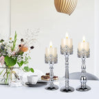 Candle Holders for Pillar Candles Set of 3 Silver Vintage Tall Candle Holders Decorative Large Table Centerpieces Candle Stand Decor