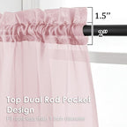 OVZME Blush Pink Sheer Curtains 72 Inches Long 2 Panels - Soft Light Filtering Window Sheer Panels for Living Room/Bedroom, Top Dual Rod Pocket, 1 Pair, Each 42Wx72L Inches