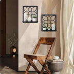 Flower Candle Wall Sconce, Retro Bathroom Wall Decor, Black Minimalism Wall Art for Living Room Bedroom Bathroom (2 Pack 11.8 x 13 in)