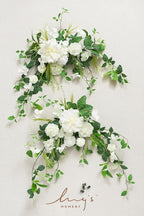 Ling's Moment 2pcs Wedding Flowers Garland Artificial Floral Swag Arch Decorations Greenery Arrangements Lily of The Valley White Ceremony Reception Garden Easel Wall Entryway Outdoor NOT Include Sign