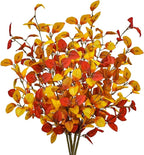16pcs Artificial Fall Leaves Stems, 27" Fall Flowers Eucalyptus Leaves Branches Faux Fall Leaf Spray Fall Decorations for Home Floral Arrangement Autumn Table Centerpiece