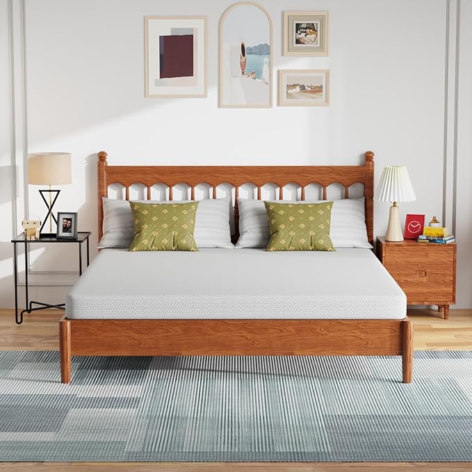 PayLessHere 5 inch Memory Foam Mattress Cooling Gel Green Tea Infused Mattress,Fiberglass Free,CertiPUR-US Certified,Cooler Sleep Supportive & Pressure Relief,White California King
