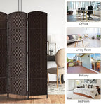 Rose Home Fashion Room Divider, 6 ft Tall Room Dividers and Folding Privacy Screens, 16in Privacy Screen 6 Panel Dark Coffee Space Temporary Wall Foldable Partition Separation